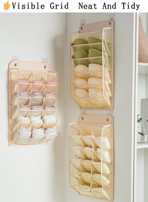 3D NEW DURABLE CLOSET HANGING ORGANIZER WITH 3D MESH POCKETS, WALL SHELF WARDROBE HANGING STORAGE BAG (BEIGE-2PACK)