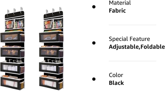JARLINK 2 Pack 5-Shelf Over Door Hanging Organizer, Foldable Wall Mount 4 Big Pocket Large Capacity Storage with PVC
