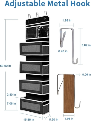 JARLINK 2 Pack 5-Shelf Over Door Hanging Organizer, Foldable Wall Mount 4 Big Pocket Large Capacity Storage with PVC