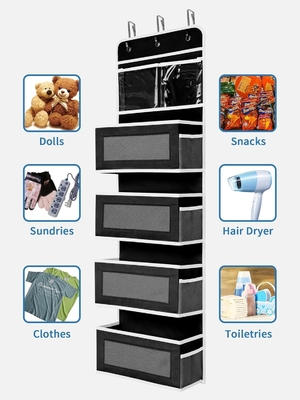 JARLINK 2 Pack 5-Shelf Over Door Hanging Organizer, Foldable Wall Mount 4 Big Pocket Large Capacity Storage with PVC