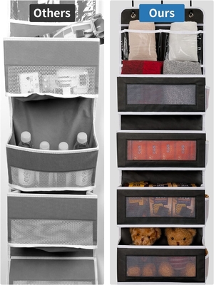 JARLINK 2 Pack 5-Shelf Over Door Hanging Organizer, Foldable Wall Mount 4 Big Pocket Large Capacity Storage with PVC