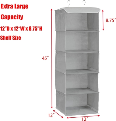SIMPLE HOUSEWARE 5 SHELVES HANGING CLOSET ORGANIZER, GRAY