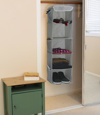 SIMPLE HOUSEWARE 5 SHELVES HANGING CLOSET ORGANIZER, GRAY