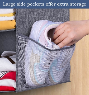 KEETDY 2-Shelf Small Hanging Closet Organizers and Storage with 2 Large Shoe Pockets Hanging Shelves Organizer for