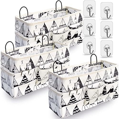 2PCS HANGING BASKETS FOR ORGANIZING,FABRIC WALL STORAGE BASKET,WALL ORGANIZER FOR CLOSET,KITCHEN, BEDROOM, OFFICE,