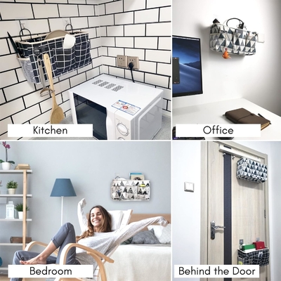 2PCS HANGING BASKETS FOR ORGANIZING,FABRIC WALL STORAGE BASKET,WALL ORGANIZER FOR CLOSET,KITCHEN, BEDROOM, OFFICE,