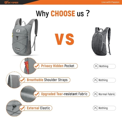 SKYSPER Foldable Hiking Backpack - 10L Small Lightweight Daypack Breathable Travel Backpacks for Men Women