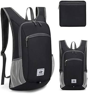 15L Hiking Backpack Ultralight Lightweight Packable Hiking Backpacks Water Resistant Folding Daypack for Travel (Grey)