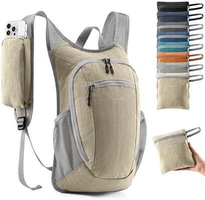 10L Small Hiking Backpack Travel Daypack Lightweight Packable Back Pack for Women Men(Beige)