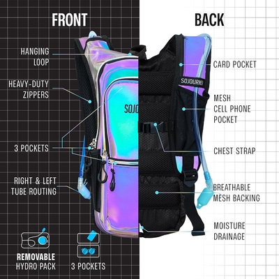 Sojourner Hydration Pack, Hydration Backpack - Water Backpack with 2l Hydration Bladder, Festival Essential - Rave