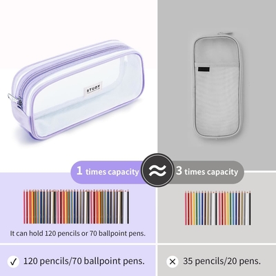 Kalidi Grid Mesh Pencil Case Large Capacity Pencil Case Big Pencil Pouch With Zipper Simple Stationery Bag Aesthetic Pen