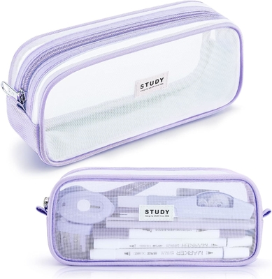 Kalidi Grid Mesh Pencil Case Large Capacity Pencil Case Big Pencil Pouch With Zipper Simple Stationery Bag Aesthetic Pen