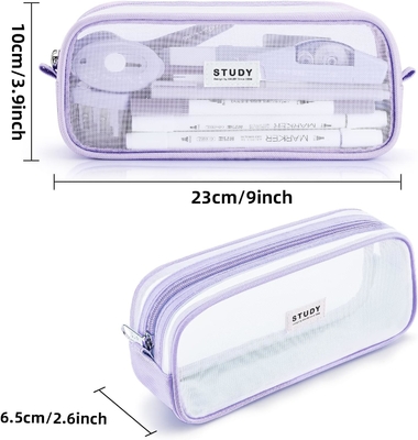 Kalidi Grid Mesh Pencil Case Large Capacity Pencil Case Big Pencil Pouch With Zipper Simple Stationery Bag Aesthetic Pen