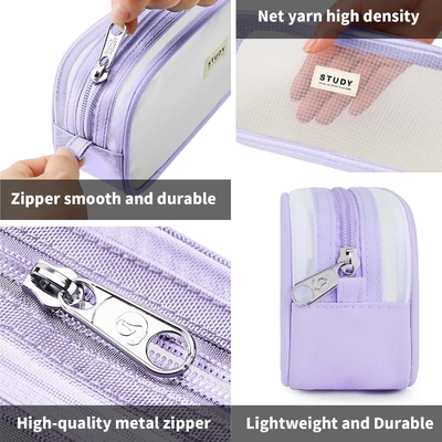 Kalidi Grid Mesh Pencil Case Large Capacity Pencil Case Big Pencil Pouch With Zipper Simple Stationery Bag Aesthetic Pen