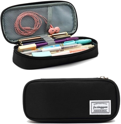 FUXINGYAO PENCIL CASE, MULTI- SLOT PENCIL POUCH, PORTABLE PENCIL BAG, PEN CASE FOR&amp; OFFICE(BLACK)