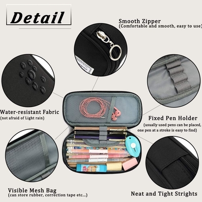 FUXINGYAO PENCIL CASE, MULTI- SLOT PENCIL POUCH, PORTABLE PENCIL BAG, PEN CASE FOR&amp; OFFICE(BLACK)