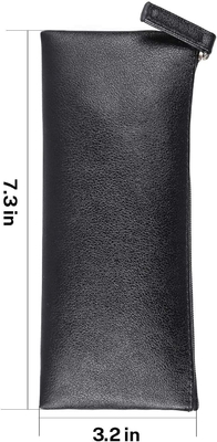 MROCO Pencil Case Pencil Pouch Black Pencil Bag PU Leather Pen Case Small Zipper Pouch for Pencils, Pens, Markers, Makeu