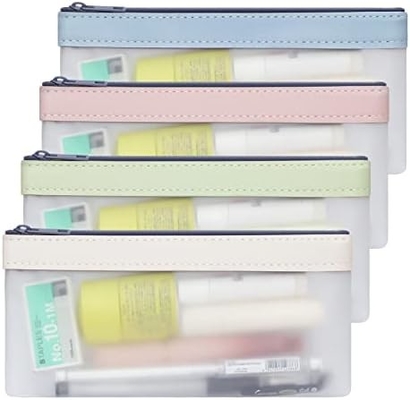 Classycoo Pencil Case 4 Pack Zipper Pencil Pouch, Multifunctional Clear Pen Bag Organizer Stationery Storage Bag