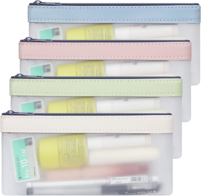 Classycoo Pencil Case 4 Pack Zipper Pencil Pouch, Multifunctional Clear Pen Bag Organizer Stationery Storage Bag