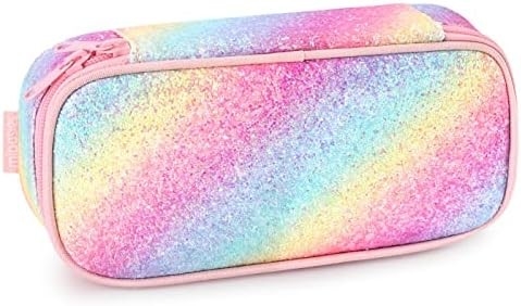 mibasies Kids Pencil Case for Girls and Boys Soft Rainbow Pen Box Pouch (Rainbow 1)