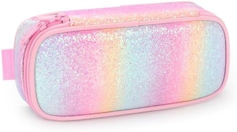 mibasies Kids Pencil Case for Girls and Boys Soft Rainbow Pen Box Pouch (Rainbow 1)