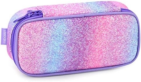 mibasies Kids Pencil Case for Girls and Boys Soft Rainbow Pen Box Pouch (Rainbow 1)