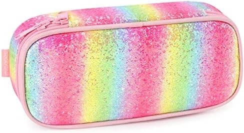 mibasies Kids Pencil Case for Girls and Boys Soft Rainbow Pen Box Pouch (Rainbow 1)