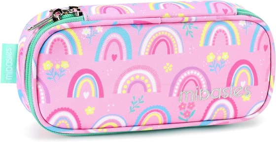 mibasies Kids Pencil Case for Girls and Boys Soft Rainbow Pen Box Pouch (Rainbow 1)