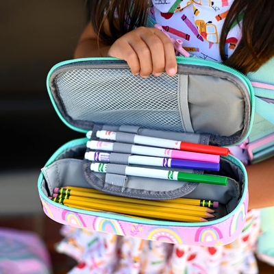 mibasies Kids Pencil Case for Girls and Boys Soft Rainbow Pen Box Pouch (Rainbow 1)