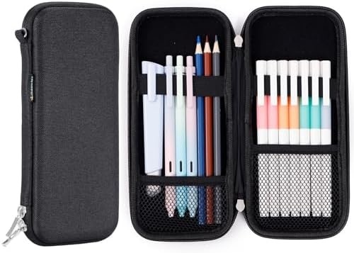 Idream365 Upgraded Hard Pencil Case Box For Adluts,Durable Pen Carrying Case With Zipper-Black