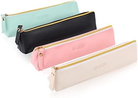 ISuperb 4 Pcs Small Pencil Case PU Leather Pencil Pouch Waterproof Organizer Storage Bag Cosmetic Zipper Pouch For Women