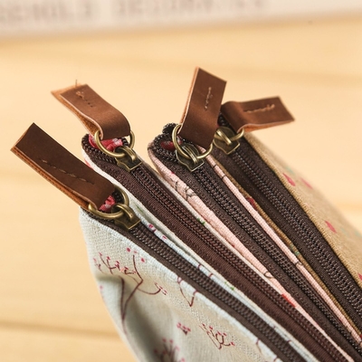 Pencil Case, Cute Floral Flower Canvas Zipper Pencil Cases Lovely Fabric Flower Tree Pen Bags Supplies 4 Pcs