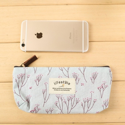 Pencil Case, Cute Floral Flower Canvas Zipper Pencil Cases Lovely Fabric Flower Tree Pen Bags Supplies 4 Pcs