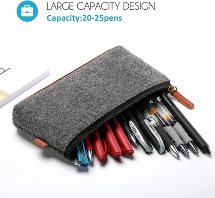 ProCase Pencil Bag Pen Case, Felt Students Stationery Pouch Zipper Bag For Pens, Pencils, Highlighters, Gel Pen, Markers