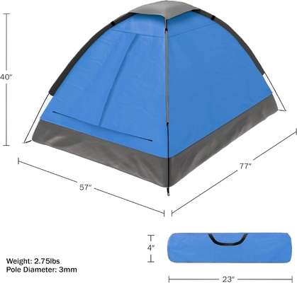 2-Person Dome Tent – Easy Set Up Shelter with Rain Fly and Carry Bag for Camping, Beach, Backpacking, Hiking,
