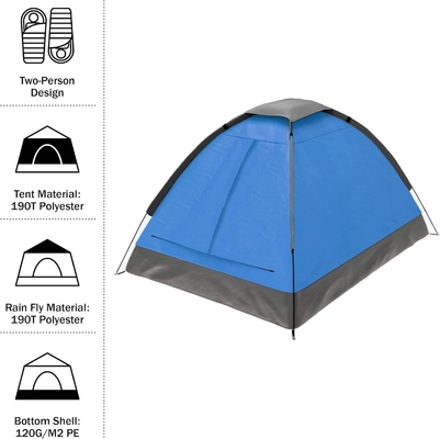 2-Person Dome Tent – Easy Set Up Shelter with Rain Fly and Carry Bag for Camping, Beach, Backpacking, Hiking,