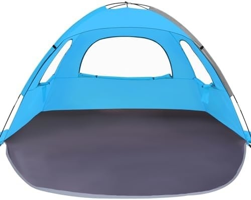 WhiteFang Beach Tent Anti-UV Portable Sun Shade Shelter for 3/4/6 Person, Extendable Floor with 3 Ventilating Mesh