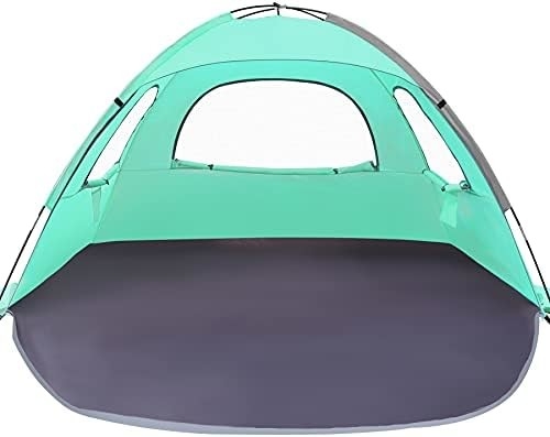WhiteFang Beach Tent Anti-UV Portable Sun Shade Shelter for 3/4/6 Person, Extendable Floor with 3 Ventilating Mesh