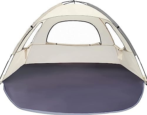 WhiteFang Beach Tent Anti-UV Portable Sun Shade Shelter for 3/4/6 Person, Extendable Floor with 3 Ventilating Mesh