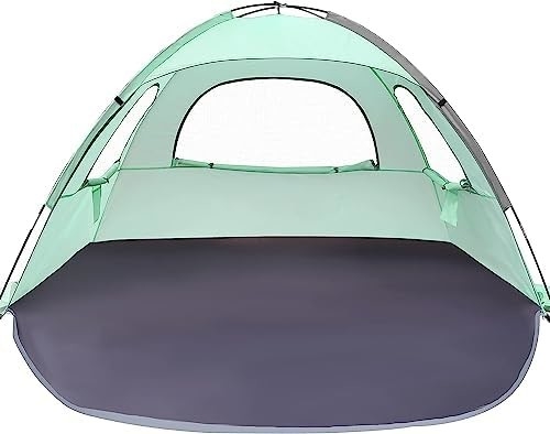 WhiteFang Beach Tent Anti-UV Portable Sun Shade Shelter for 3/4/6 Person, Extendable Floor with 3 Ventilating Mesh