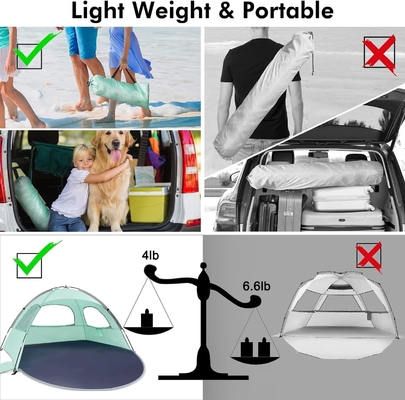 WhiteFang Beach Tent Anti-UV Portable Sun Shade Shelter for 3/4/6 Person, Extendable Floor with 3 Ventilating Mesh