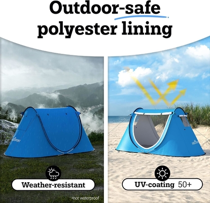 Abco 2-Person Pop Up Tent - Portable Cabana with 2 Doors, Water-Resistant and UV Protection, Carrying Bag - Sky Blue