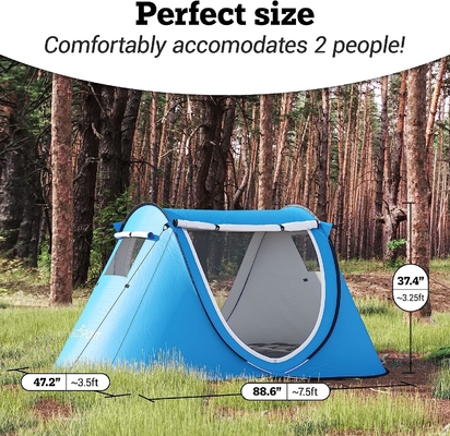 Abco 2-Person Pop Up Tent - Portable Cabana with 2 Doors, Water-Resistant and UV Protection, Carrying Bag - Sky Blue