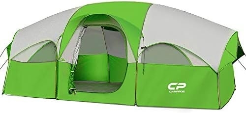 CAMPROS CP Tent 8 Person Camping Tents Weather Resistant Family Tent 5 Large Mesh Windows, Double Layer, Divided