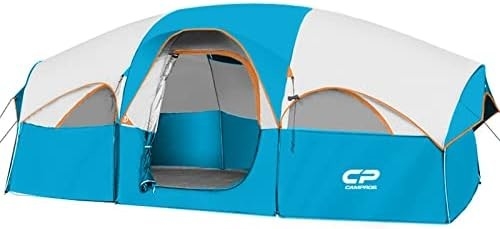 CAMPROS CP Tent 8 Person Camping Tents Weather Resistant Family Tent 5 Large Mesh Windows, Double Layer, Divided
