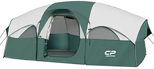 CAMPROS CP Tent 8 Person Camping Tents Weather Resistant Family Tent 5 Large Mesh Windows, Double Layer, Divided