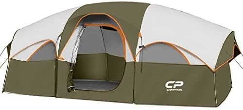 CAMPROS CP Tent 8 Person Camping Tents Weather Resistant Family Tent 5 Large Mesh Windows, Double Layer, Divided