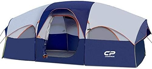 CAMPROS CP Tent 8 Person Camping Tents Weather Resistant Family Tent 5 Large Mesh Windows, Double Layer, Divided