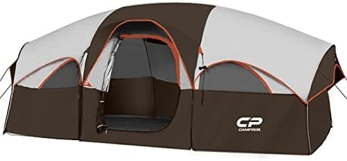 CAMPROS CP Tent 8 Person Camping Tents Weather Resistant Family Tent 5 Large Mesh Windows, Double Layer, Divided