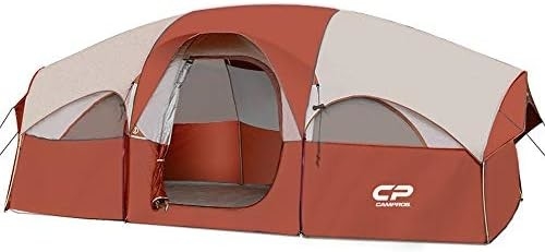CAMPROS CP Tent 8 Person Camping Tents Weather Resistant Family Tent 5 Large Mesh Windows, Double Layer, Divided